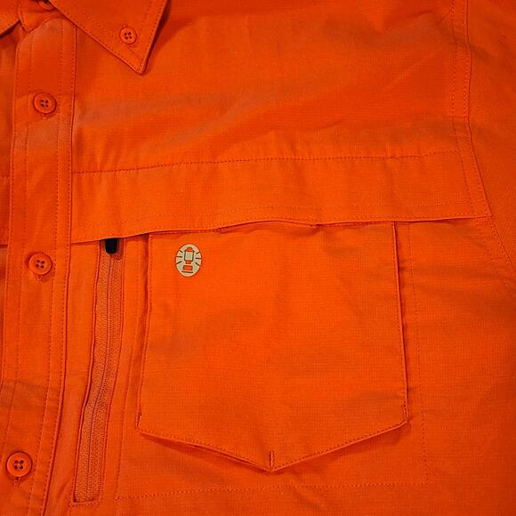 Coleman The Outdoor Company Fishing Camp Shirt Pockets Mens XXL Orange - Picture 2 of 7